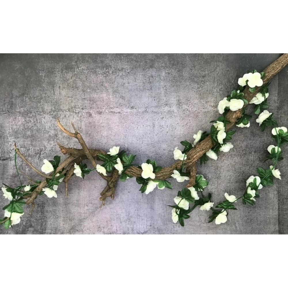 Generic Artificial White Rose Vine Flowers Plants Artificial Flower Creeper Hanging Rose For Home Decoration (Color: White, Material: Silk Polyester)